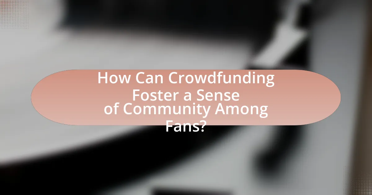 How Can Crowdfunding Foster a Sense of Community Among Fans?